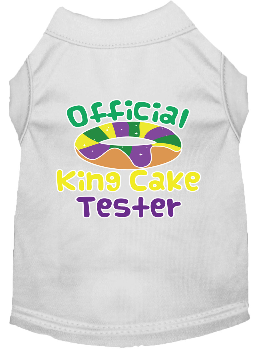 King Cake Taster Screen Print Mardi Gras Dog Shirt White Lg